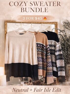 Neutral & Fair Isle Cozy Sweater Bundle - 3 Pack